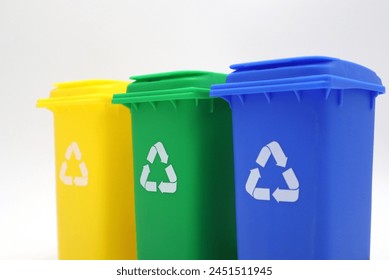 Recycle garbage dumpsters on white background