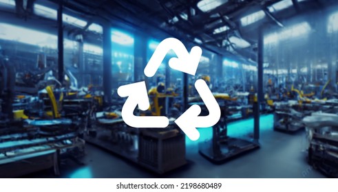 Recycle Icon, Manufacturing Plant Background