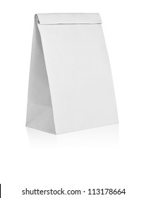 Recycle Paper Bag Mockup  Is On White Background With Clipping Path