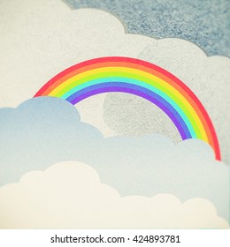 recycle paper cloud and rainbow