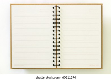 Recycle Paper Notebook Open Two Pages On White Background