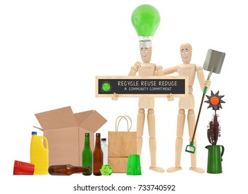 Recycle Reuse Reduce Community Commitment Wood Stock Photo 733740592 ...