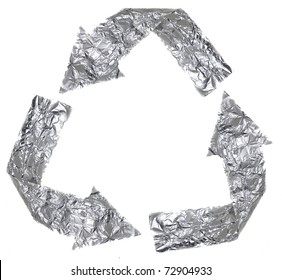 The Recycle Symbol Made Out Of Aluminium