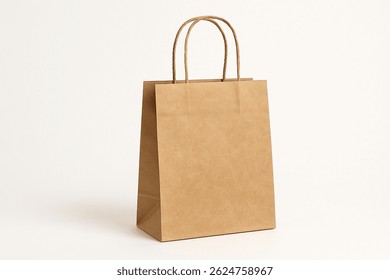 Bolsa de cartón reciclado aislado sobre fondo blanco