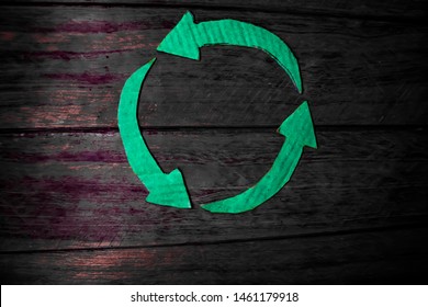 Recycled Cycle Arrow On Table Background,recycling Symbol On Table