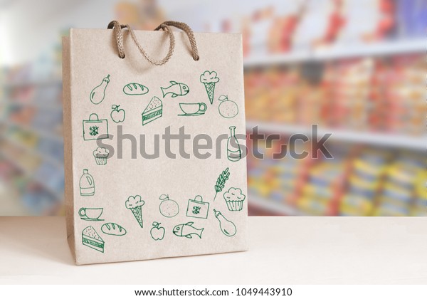 Recycled Paper Bag Supermarket Countertop Some Stock Photo Edit