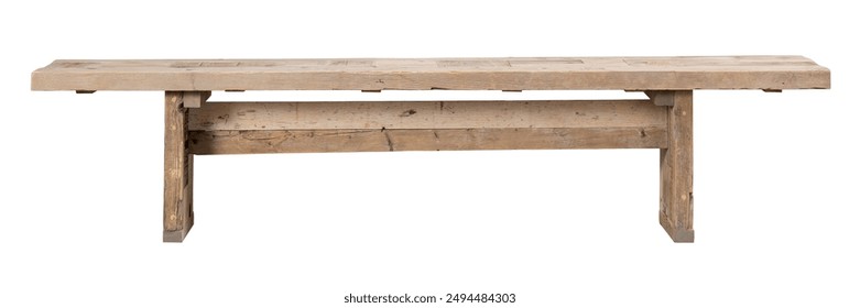 recycled raw wooden bench isolated on white background - Powered by Shutterstock