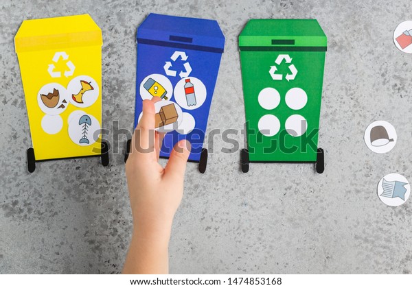 Recycling Game Design Children Girl Hands Stock Photo 1474853168 Recycling Game Design Children Girl Hands Stock Photo 1474853168