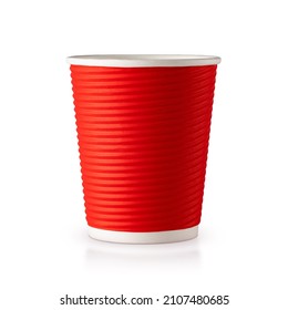 Recycling Paper Red Cup Isolated On White Background