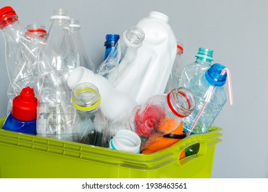 Recycling of plastics. Plastic packages in the basket 
