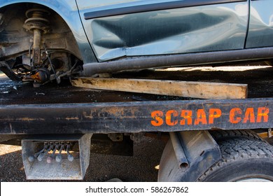 Recycling Scrap Car Removal Service For Future Dismantling And Metal And Parts Reuse.