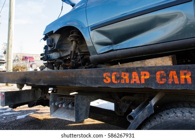 Recycling Scrap Car Removal Service For Future Dismantling And Metal And Parts Reuse.