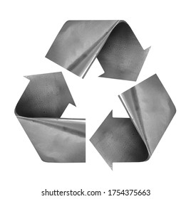 Recycling symbol made of aluminum can on white background - Shutterstock ID 1754375663
