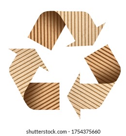 Recycling symbol made of corrugated cardboard on white background - Shutterstock ID 1754375660