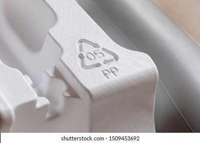 Recycling symbol polypropylene material resin code 05 PP considered one of the safer plastics - Shutterstock ID 1509453692