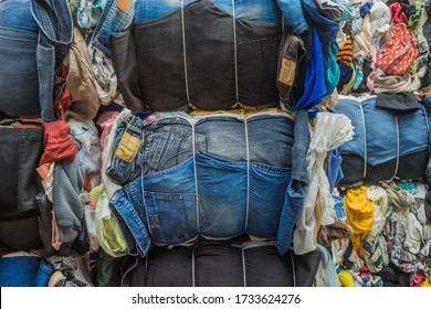 Recycling used clothing collection jeans	