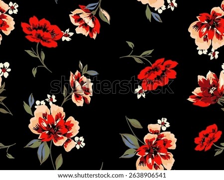 Red Abstract Floral Pattern Background 