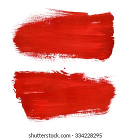 Red Abstract Stroke. Colorful raster watercolor brush stroke