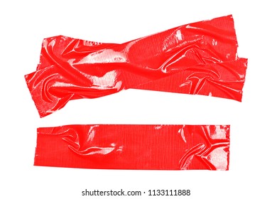 Red Adhesive, Duct Repair Tape Isolated On White Background