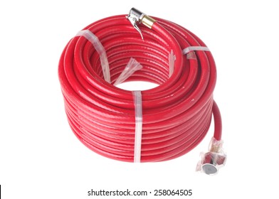 Red Air Hose Isolated On White