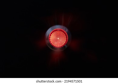 Red alert lamp or warning indicator on black panel glowing. Red alert lamp, status indicator, warning lamp or button. - Shutterstock ID 2194571501