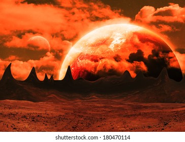 Red Alien Landscape - Elements of this Image Furnished by NASA