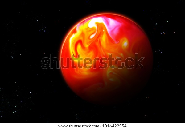 Red alien\
planet / sun with star field cosmos\
