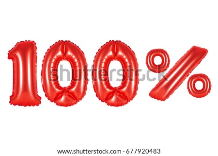 red alphabet balloons, 100 (one hundred) percent, red number and letter balloon