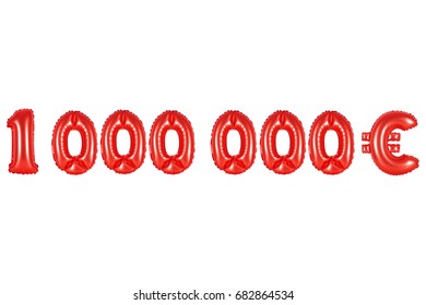 Red Alphabet Balloons, One Million Euros, Red Number And Letter Balloon