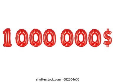 Red Alphabet Balloons, One Million Dollars, Red Number And Letter Balloon