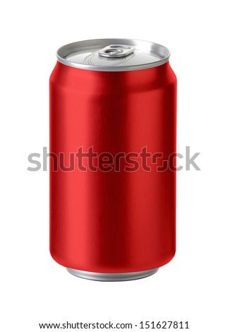 Red aluminum cans with blank copy space, ideal for beer, lager, alcohol, soft drink, soda, lemonade, cola, energy drink, juice, water etc.,  Realistic photo image, 