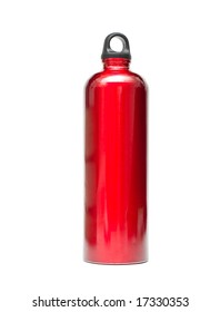 Red Aluminum Water Bottle Isolated On A White