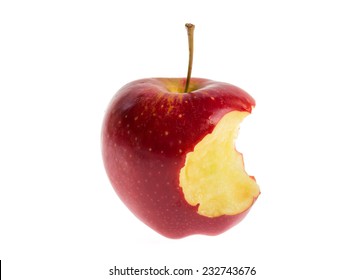 Red Apple Bite On White Background.