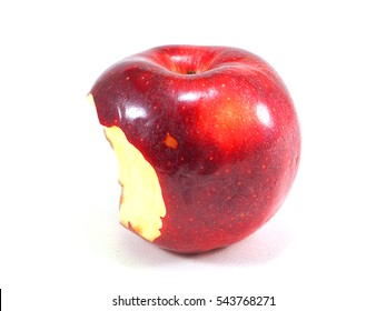 Red apple bite on white background