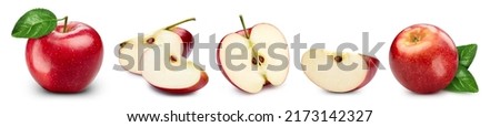 Red apple collection Clipping Path. Red apple isolated on white background. Big set fresh apple fruits.