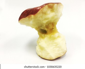 Red Apple Core Bitten Isolated With White Back Ground