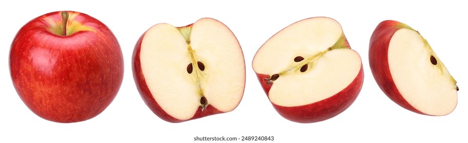 red apple (Envy Apple), half and slice isolated on a white background, with clipping path, Full depth of field, cut out - Powered by Shutterstock