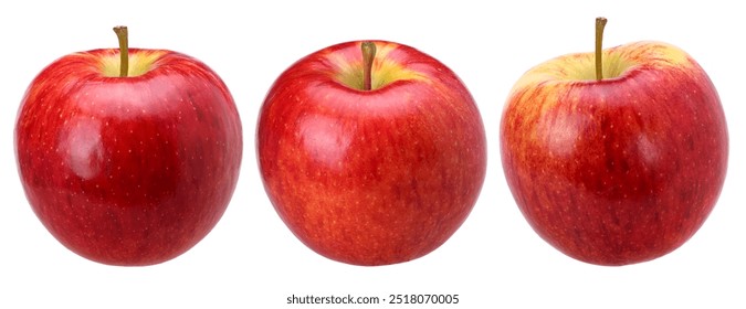 Red apple (Gala Apple) isolated on white background, clipping path, Collection, set