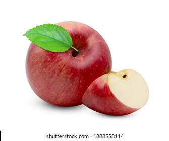 red apple with green leaf isolated on white background - Shutterstock ID 1888558114