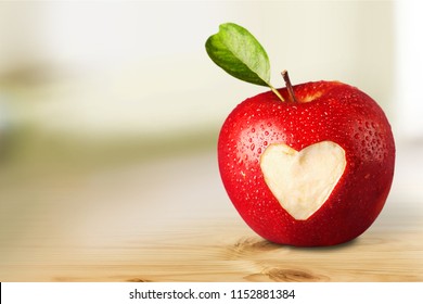 Red Apple With A Heart Shaped