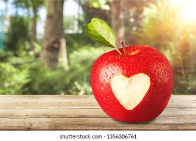 Red Apple With A Heart Shaped