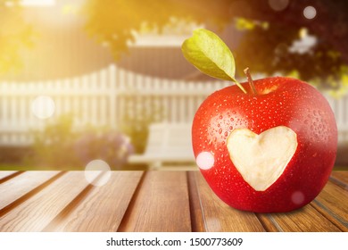 Red Apple With A Heart Shaped