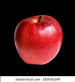 Red Apple Isolated With Clipping Path In Black Background, No Shadow, Fresh Fruit