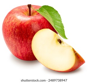 Red Apple isolated on white background, Fresh Red Apple with leaf on white background, With clipping path. - Powered by Shutterstock