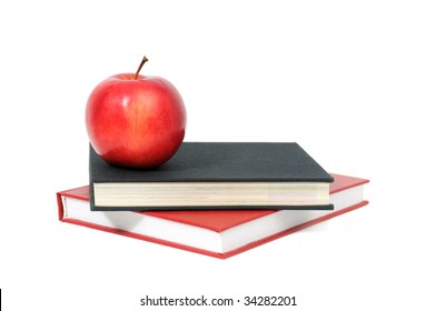 Red Apple On A Book Isolated On White