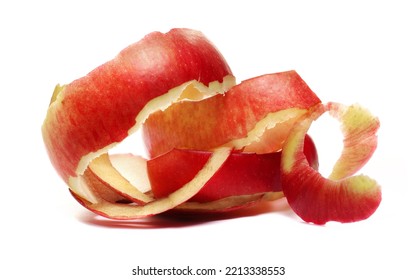 Red Apple Peel Isolated On White  