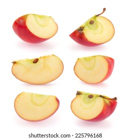 Red Apple Slice Collection Isolated On White Background 