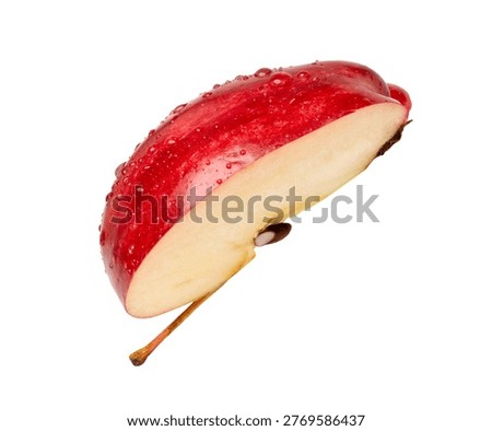 Red apple slice isolated on white background with clipping path.