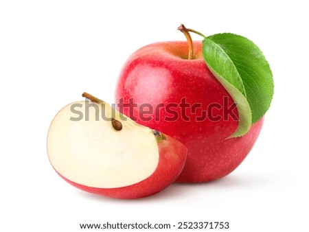 Red Apple with sliced isolated on white background. Clipping path.