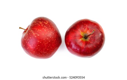 Red Apples Isolated On White Background. Top View